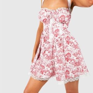 Boohoo Porcelain Strappy Milkmaid Mini Dress